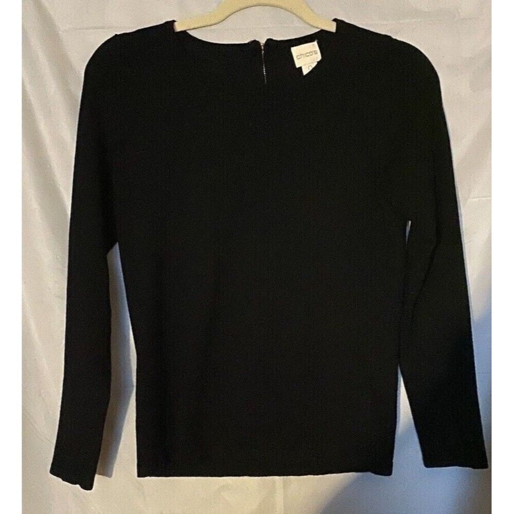 Chico's Womens Black Long Sleeve Pullover Sweater Size 0